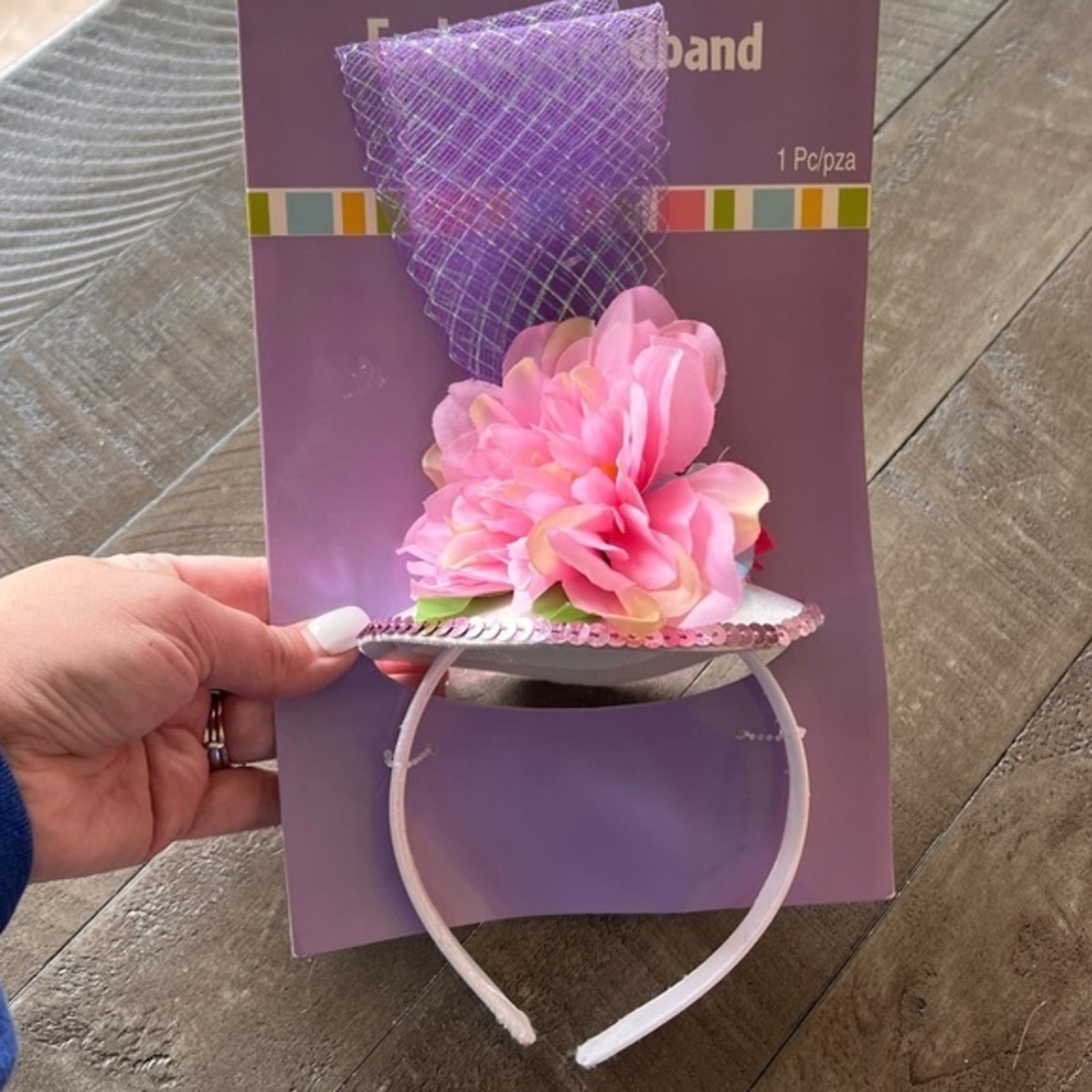Amscan Hat Headband Pink Floral with Mesh One Size New In Package‎